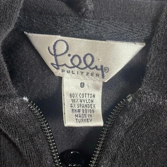 Lily PULTIZER Black Zip Up Hoodie Size 8 - Picture 4 of 5